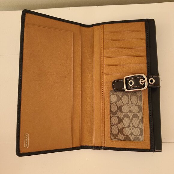 Coach Hampton Wallet Black Leather Trifold Vintage